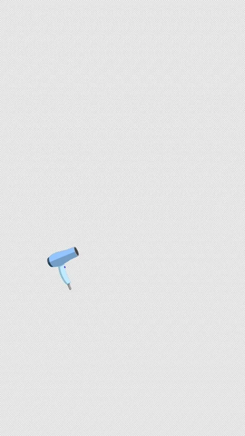 Vertical Stylized 2D Hair Dryer Blowing Wind 4K Loop Alpha Video stock 339274336