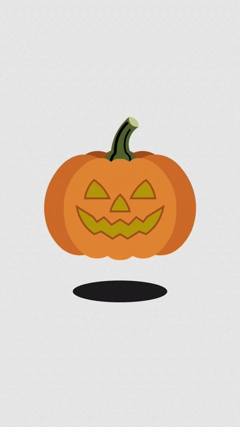 Vertical Stylized 2D Halloween Pumpkin Floating 4K Alpha Video stock 339167495