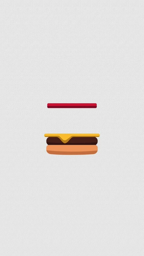 Vertical Stylized 2D Hamburger Ingredients Stacking 4K Alpha Видео 343341588