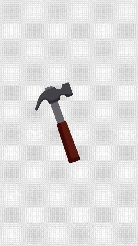 Vertical Stylized 2D Hammer Tool Construction 4K Loop Alpha Stock Footage 344349537