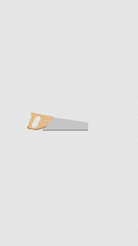 Vertical Stylized 2D Hand Saw Tool Cutting 4K Loop Alpha Vídeo Stock 344359048