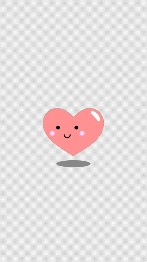 Vertical Stylized 2D Happy Smile Heart 4K Loop Alpha Видео 335686342