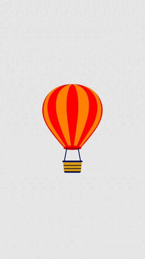 Vertical Stylized 2D Hot Air Balloon Floating 4K Loop Alpha Video stock 339374935