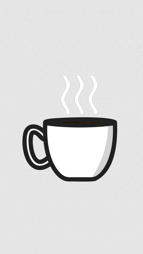 Vertical Stylized 2D Hot Coffee Cup Steam 4K Loop Alpha Stock-Footage 339274328