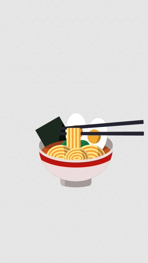 Vertical Stylized 2D Japanese Ramen Chopsticks 4K Loop Alpha Video stock 339374322