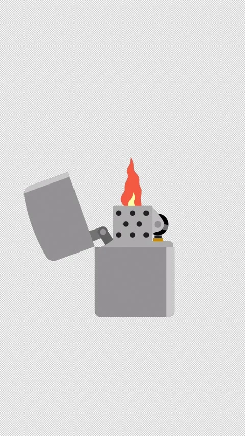 Vertical Stylized 2D Metal Lighter Flame 4K Loop Alpha Stock Footage 341993018