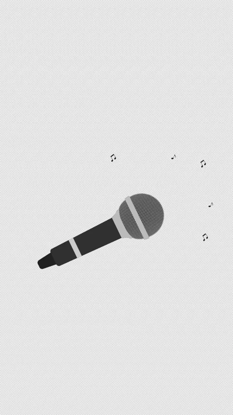 Vertical Stylized 2D Microphone Singing Notes 4K Loop Alpha Stock Footage 339374410