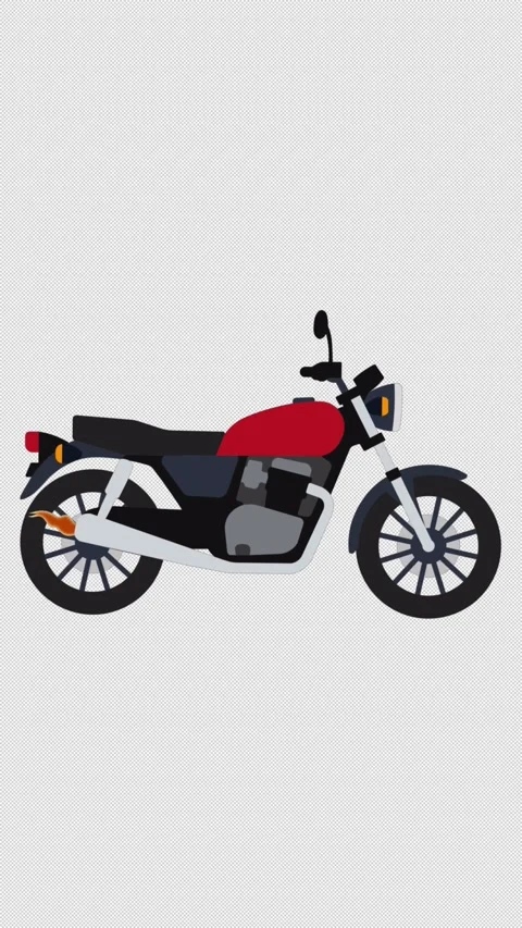 Vertical Stylized 2D Motorcycle Driving 4K Loop Alpha Stock-Footage 342320690