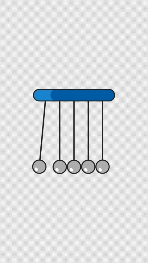 Vertical Stylized 2D Newton's Cradle Pendulum 4K Loop Stock Footage 339274703