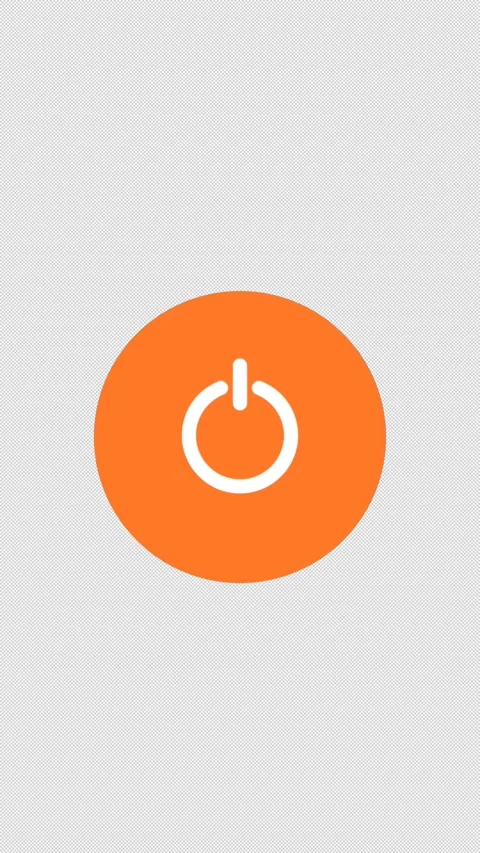 Vertical Stylized 2D Orange Power Button Turn On 4K Alpha Stock Footage 339273902