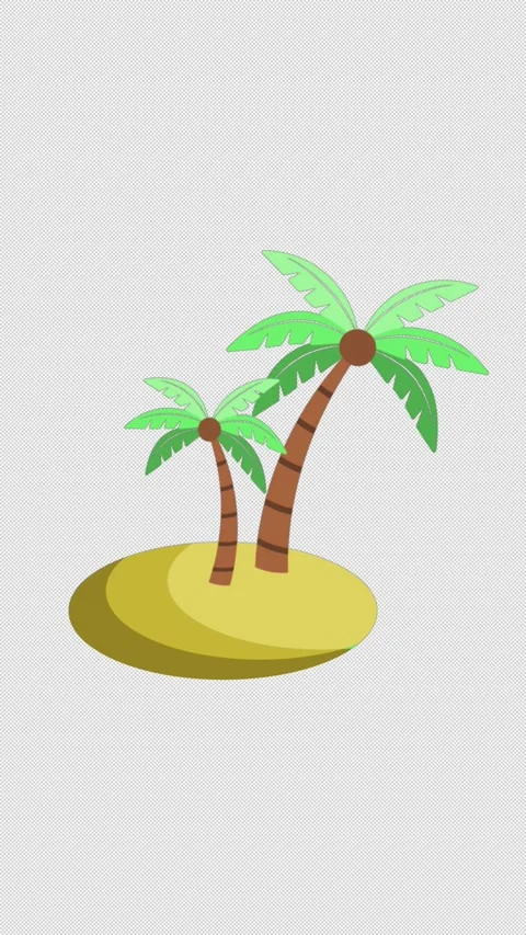 Vertical Stylized 2D Palm Tree Island Swaying 4K Loop Alpha Stock Footage 339162531