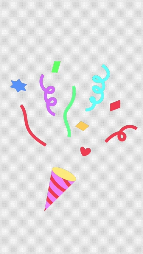 Vertical Stylized 2D Party Popper Confetti Burst 4K Loop Vídeo Stock 337702754