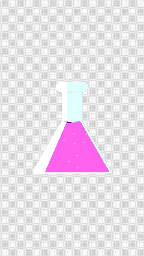 Vertical Stylized 2D Pink Science Flask Liquid 4K Loop Alpha Vídeo Stock 339273987