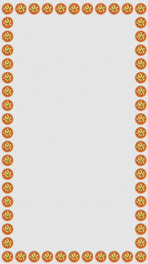 Vertical Stylized 2D Pizza Frame Rotating 4K Loop Alpha Stock Footage 340441833