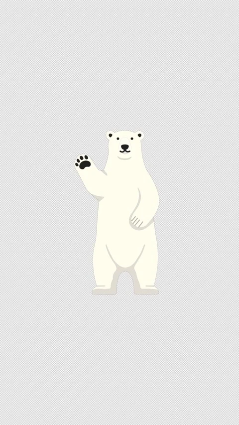 Vertical Stylized 2D Polar Bear Waving Greeting 4K Alpha Stock Footage 340933302