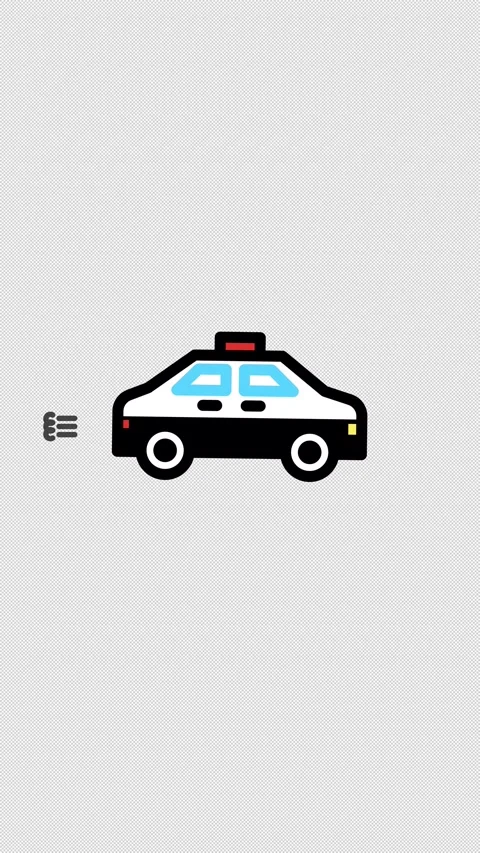 Vertical Stylized 2D Police Car Driving 4K Loop Alpha Video stock 338434871