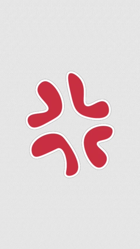 Vertical Stylized 2D Red Anger Symbol 4K Loop Alpha Vídeo Stock 337875726