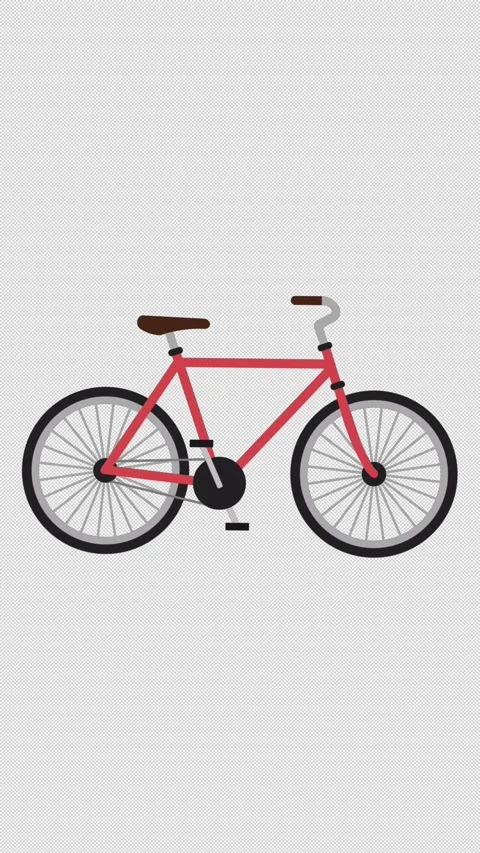 Vertical Stylized 2D Red Bicycle Riding 4K Loop Alpha Vidéo 342298277
