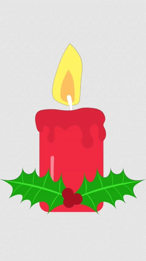 Vertical Stylized 2D Red Christmas Candle 4K Loop Alpha 動画素材 338167942