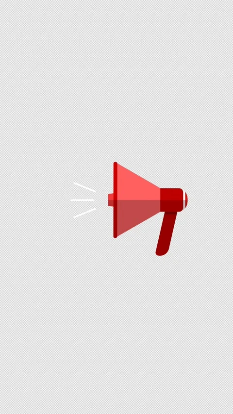 Vertical Stylized 2D Red Megaphone Announcement 4K Loop Alpha Stock-Footage 340436611