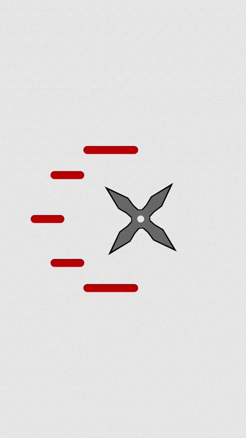 Vertical Stylized 2D Red Ninja Star Flying 4K Loop Alpha Video stock 338441597