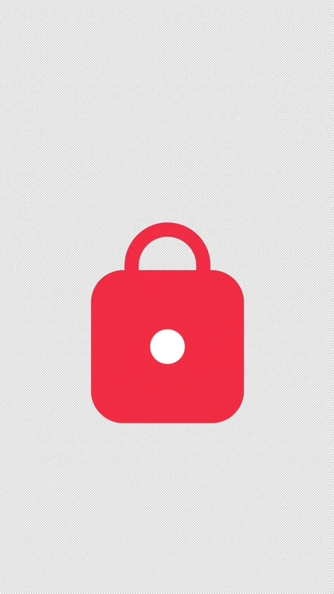 Vertical Stylized 2D Red Padlock Closing Security 4K Loop Stock Footage 338326486