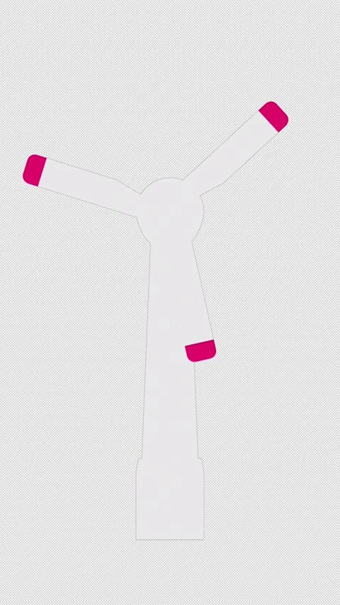 Vertical Stylized 2D Red Wind Turbine Rotating 4K Loop Alpha Video stock 338169907