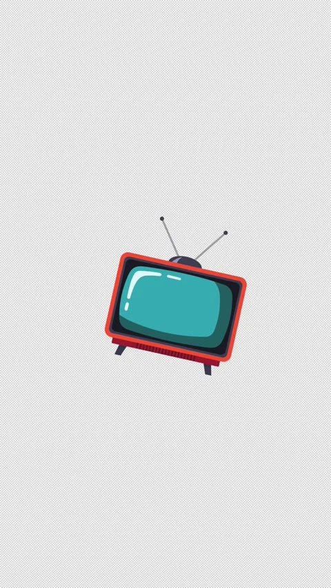 Vertical Stylized 2D Retro Television TV Bouncing 4K Alpha Stock Footage 340242475