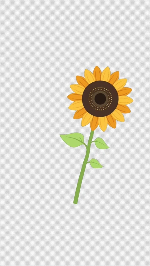 Vertical Stylized 2D Sunflower Swaying Summer 4K Loop Alpha Видео 339167397