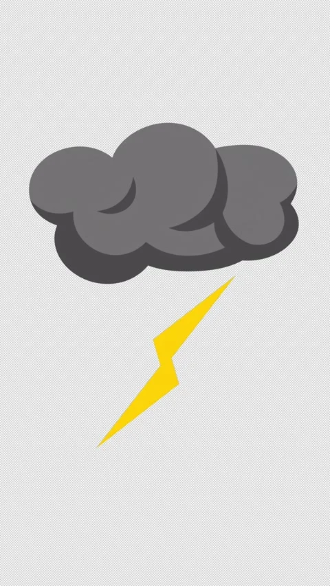 Vertical Stylized 2D Thundercloud Lightning 4K Loop Alpha Stock Footage 338441274