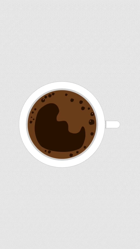 Vertical Stylized 2D Top View Coffee Cup Rippling 4K Alpha Stock-Footage 339374885