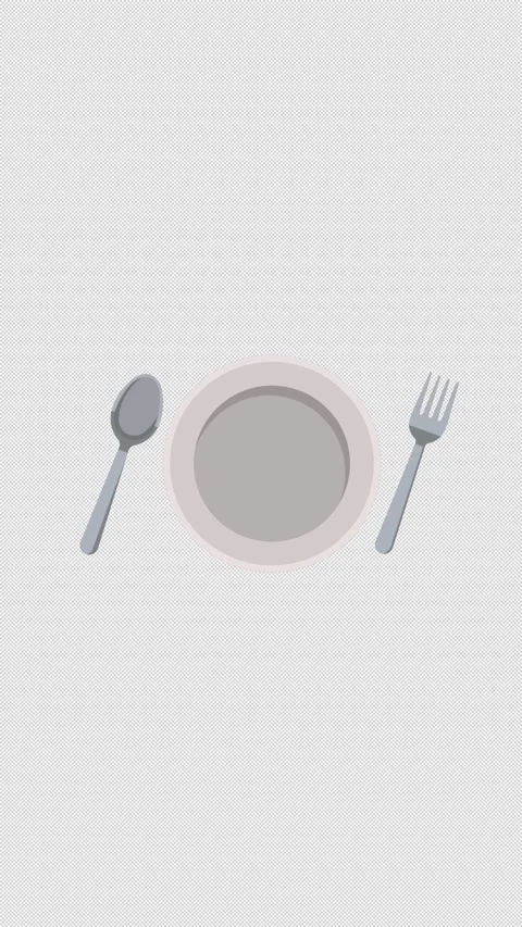 Vertical Stylized 2D Top View Plate Spoon Fork 4K Loop Alpha Stock-Footage 340241423
