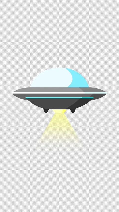Vertical Stylized 2D UFO Flying Saucer Hovering 4K Alpha Stock Footage 339272510