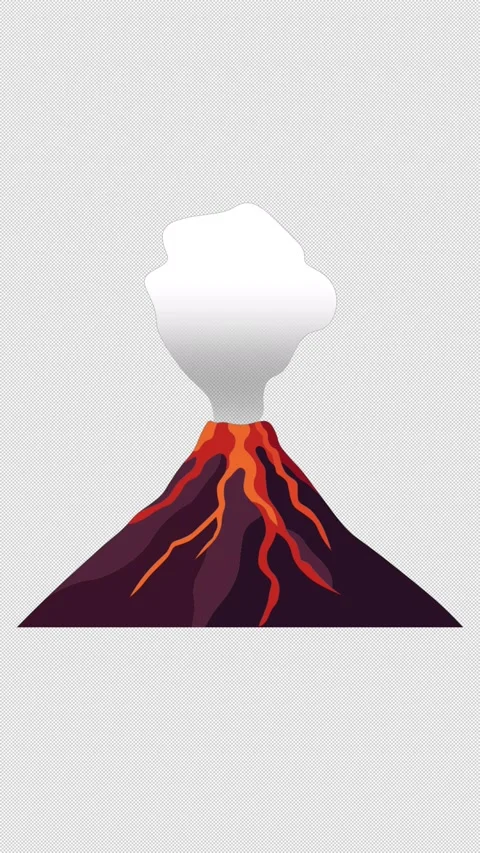 Vertical Stylized 2D Volcano Smoke Angry 4K Loop Alpha Video stock 341534816