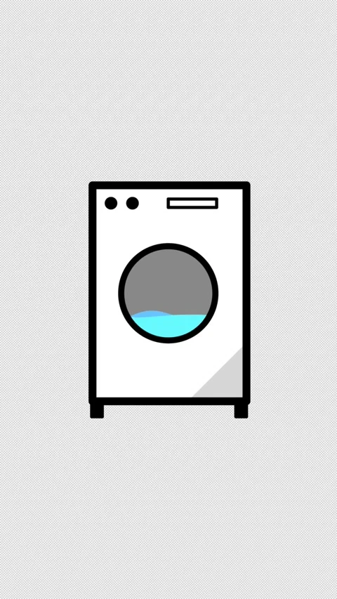 Vertical Stylized 2D Washing Machine Laundry 4K Loop Alpha Stock Footage 339272463