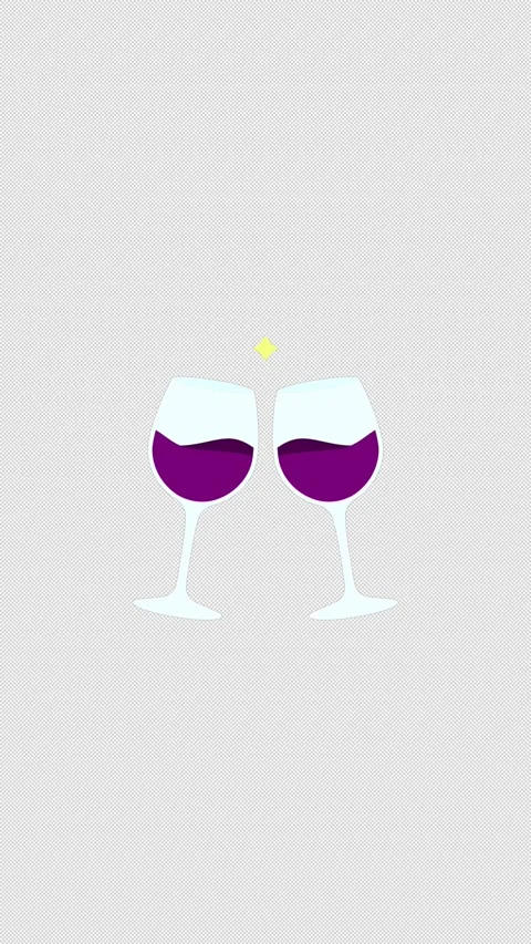 Vertical Stylized 2D Wine Glass Cheers Toasting 4K Alpha Stock Footage 339272460