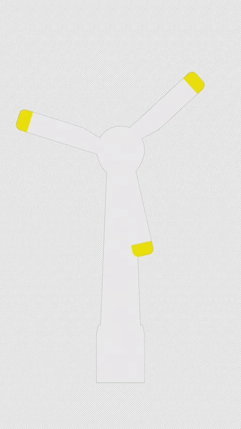 Vertical Stylized 2D Yellow Wind Turbine Rotating 4K Loop Video stock 338169850