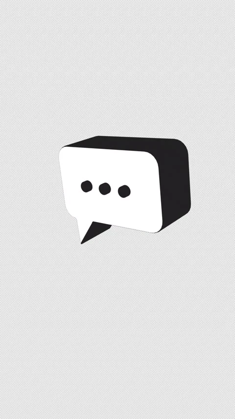 Vertical Stylized 3D Black White Speech Bubble 4K Loop Alpha Stock Footage 344012175
