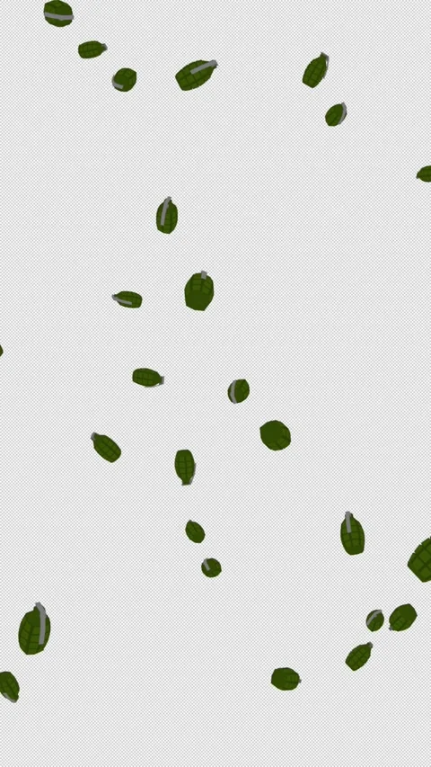 Vertical Stylized 3D Green Grenade Game Drop 4K Loop Alpha Stock Footage 341314631