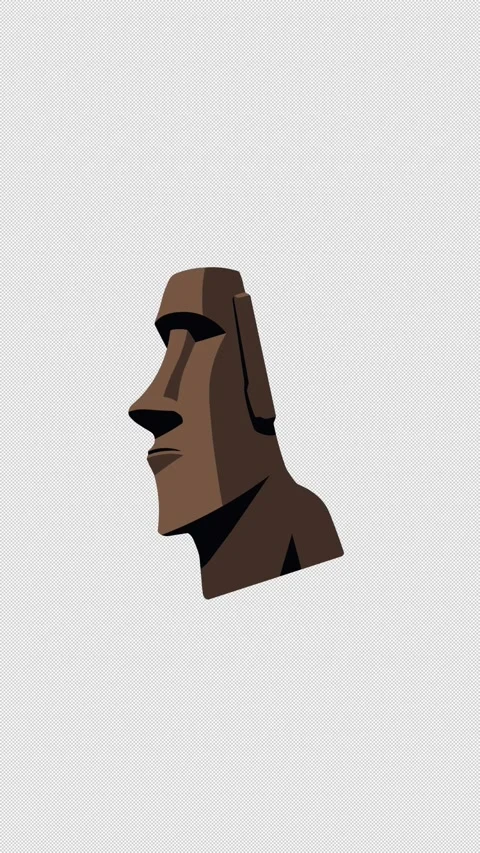 Vertical Stylized 3D Moai Statue Swinging Meme 4K Loop Alpha Stock Footage 341532329