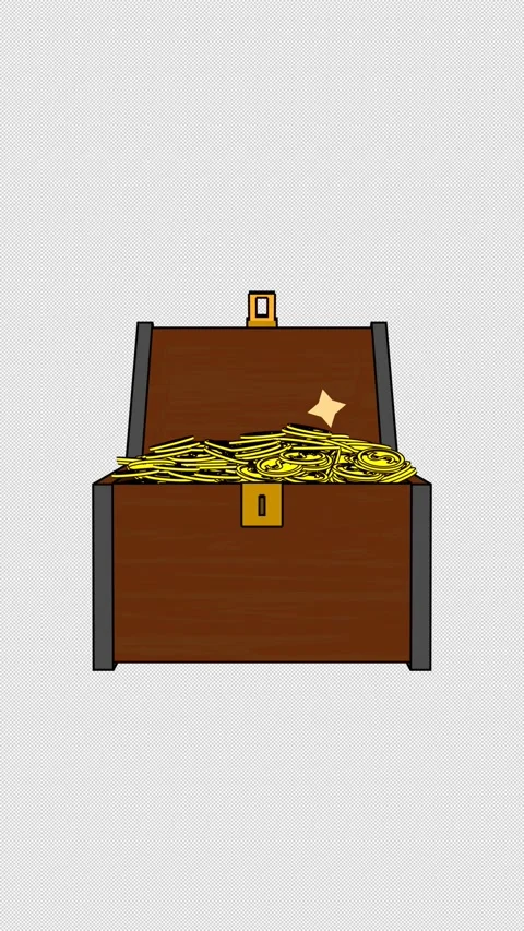 Vertical Stylized 3D Treasure Chest Gold Coins 4K Loop Vídeos de archivo 337021717