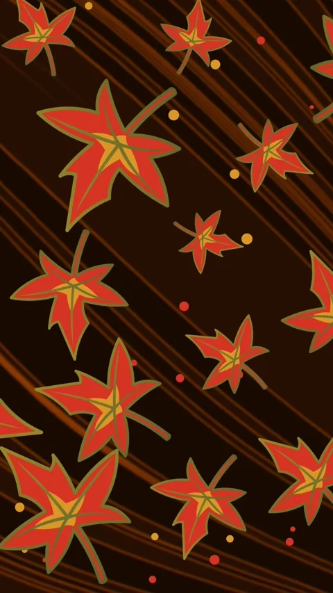 Vertical Stylized Autumn Maple Leaves Pattern 4K Loop Vídeos de archivo 336171203