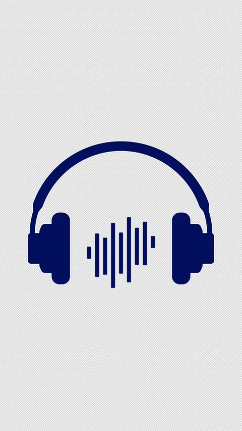 Vertical Stylized Blue Headphone Audio Spectrum 4K Loop Stock-Footage 337022713