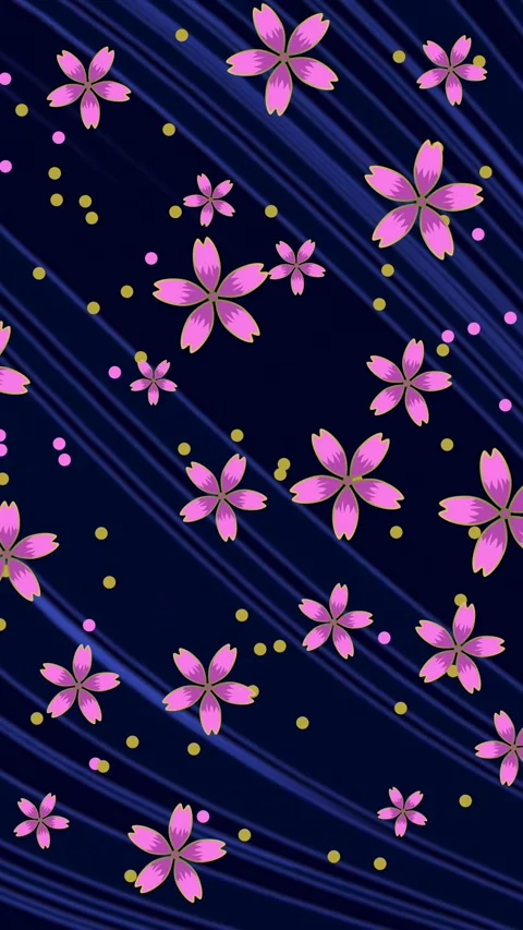 Vertical Stylized Pink Sakura Cherry Blossom 4K Loop Stock Footage 336171229