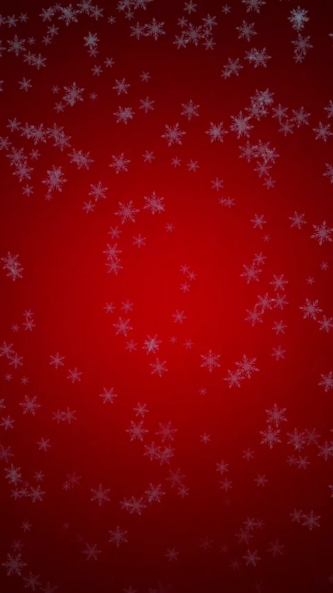 Vertical Stylized Red Falling Snowflake Illustration 4K Loop Video stock 334306770