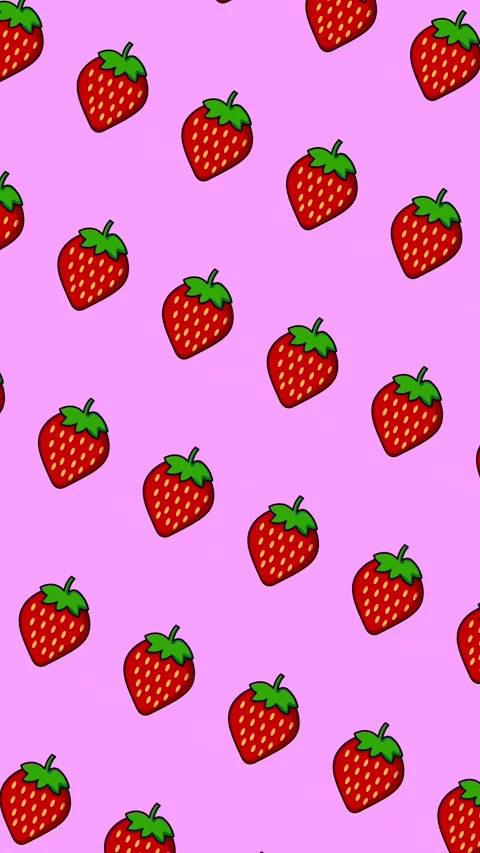 Vertical Stylized Red Strawberry Pattern Flowing 4K Loop Видео 335686392