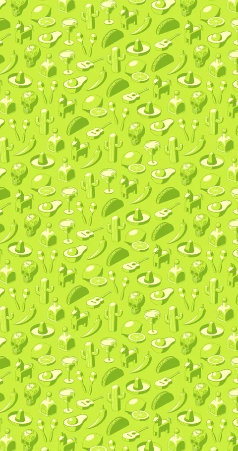 Vertical Subtle green on green background animation of Cinco de Mayo icons Stock Footage 332359330