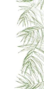 Vertical summer jungle seamless background with a border made of green tropical Stock Illustration