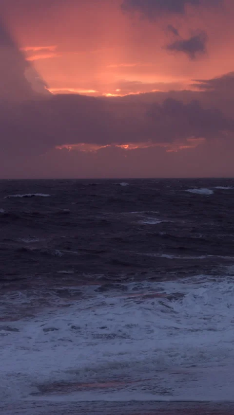 Vertical - Sunset and storm on beach Stock-Footage 283281078