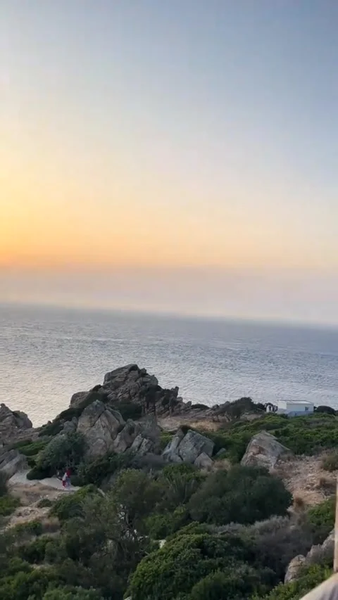 Vertical Sunset at Cap Spartel Tangier with Sea Signpost Morocco Stock Footage 330270870